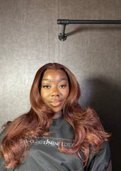 Premium Copper Brown Lace Wig - 22 Inch, 13x6 Frontal